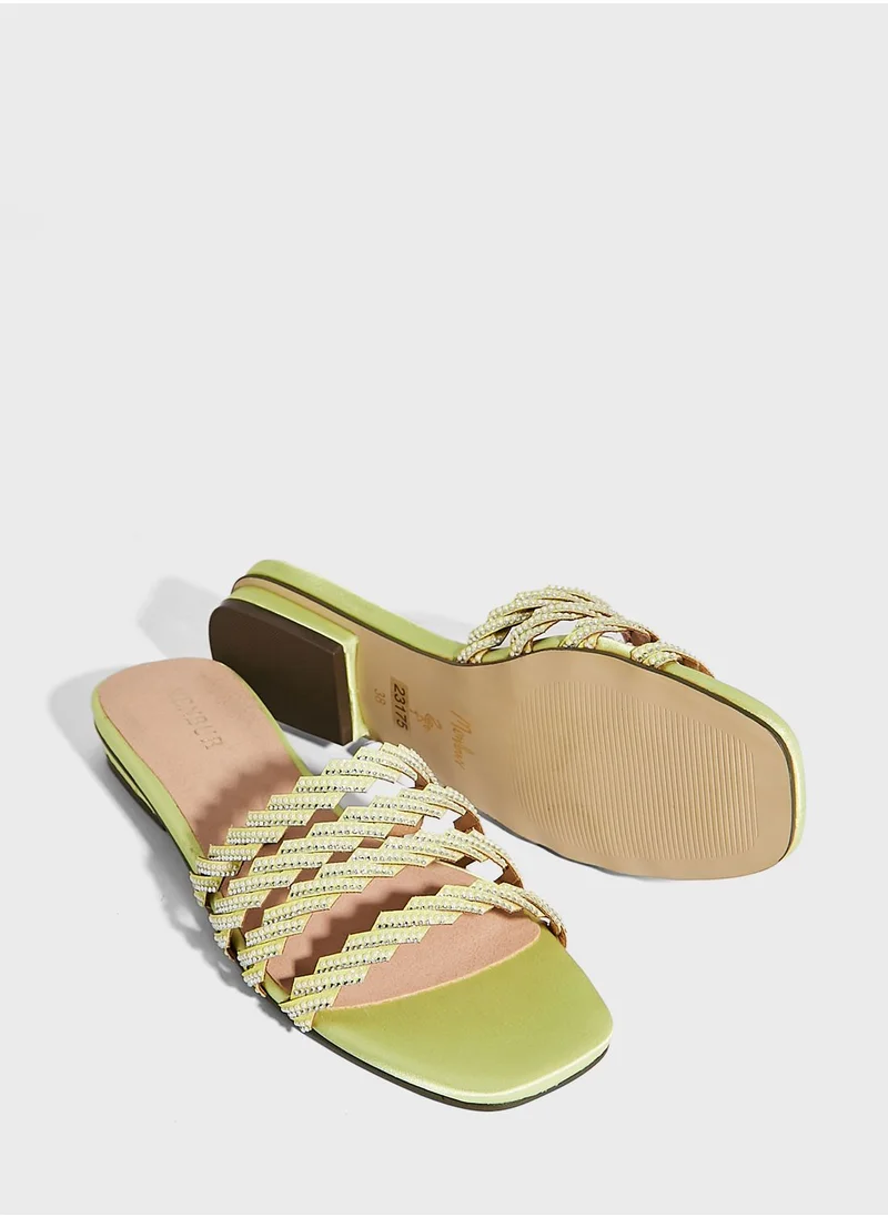 MENBUR Multi Straps Low Heel Flat Sandals