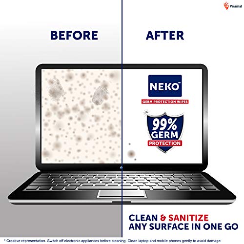 Neko Germ Protection Wipes 80S Lid Pack | Disinfectant Wipes | Skin Friendly |Contains Bkc | Aloe Vera Enriched | Large Sized Wipes 200Mm X 200Mm | Pack Of 3 - Image 4