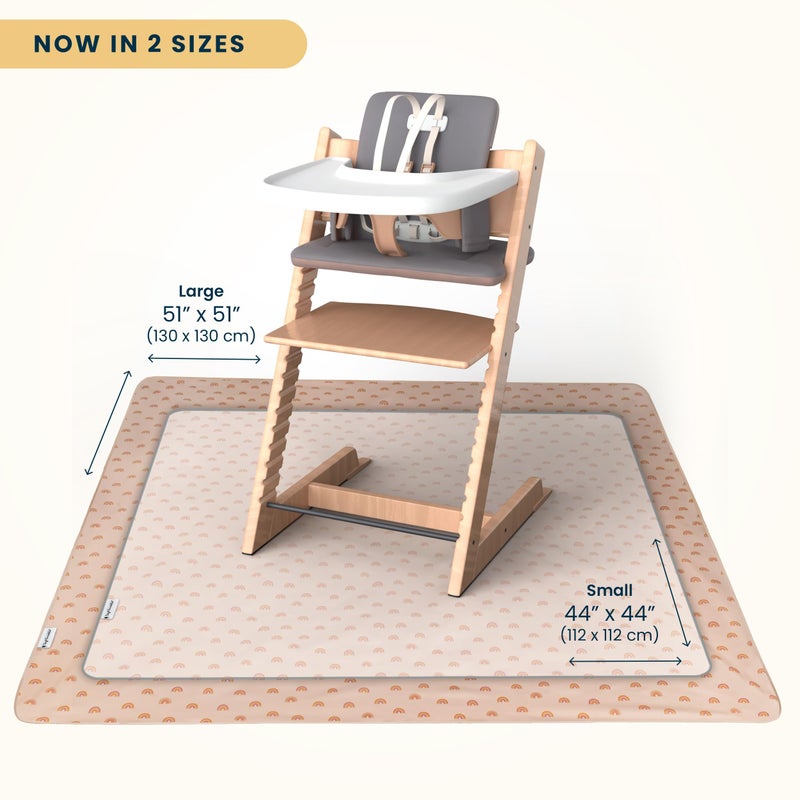 Tiny Twinkle Splat Mat for Under High Chair or Table | 51" x 51" Waterproof & Mess-Proof High Chair Mat for Baby, Machine Washable for Mealtime or Art (Boho Rainbow) - Image 2