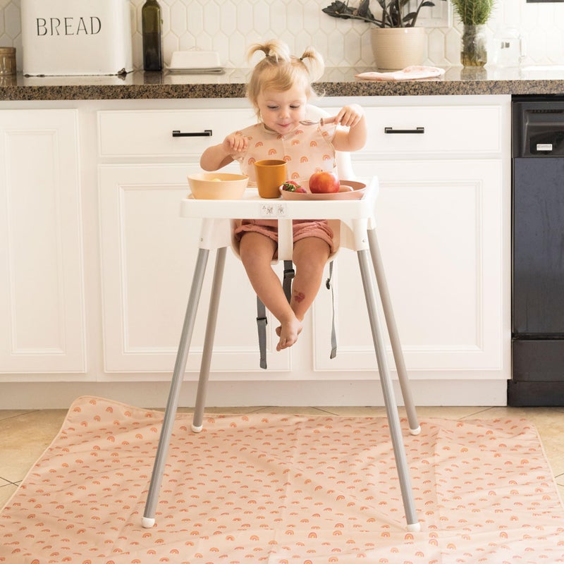 Tiny Twinkle Splat Mat for Under High Chair or Table | 51" x 51" Waterproof & Mess-Proof High Chair Mat for Baby, Machine Washable for Mealtime or Art (Boho Rainbow) - Image 3