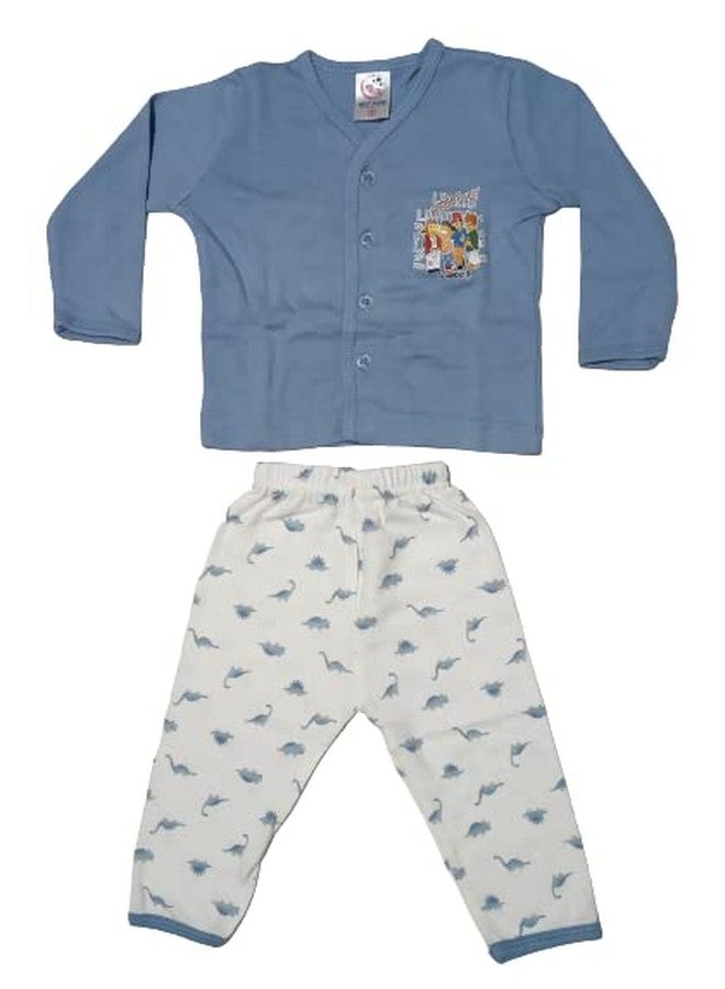 NAVYZONE Navy Zone Baby Front Open T-shirt & Pent Dress |Babaset| for newborn Boys and Girls (6-12 Months, Sky Blue) - Image 2