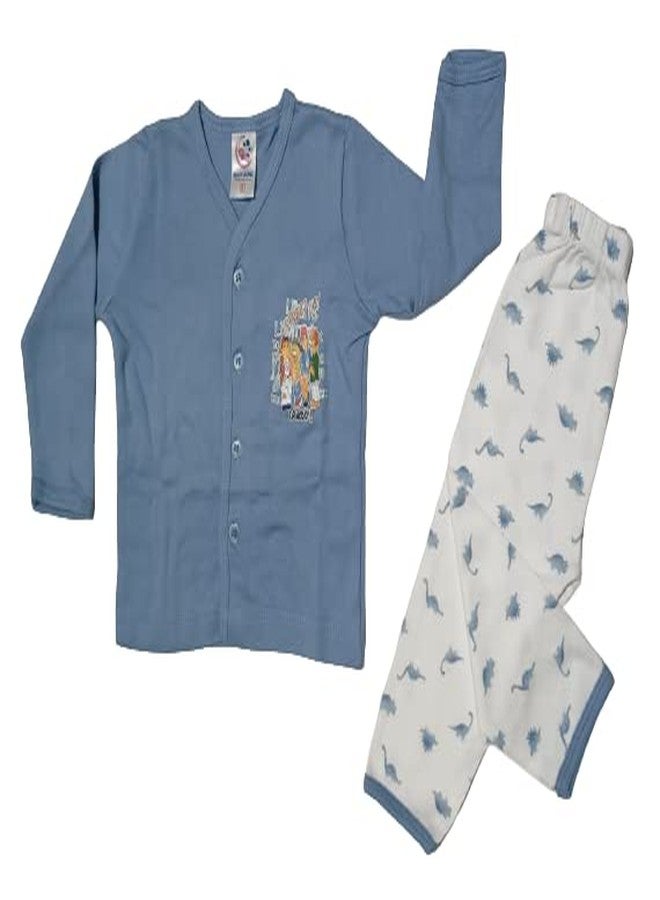 NAVYZONE Navy Zone Baby Front Open T-shirt & Pent Dress |Babaset| for newborn Boys and Girls (6-12 Months, Sky Blue) - Image 1
