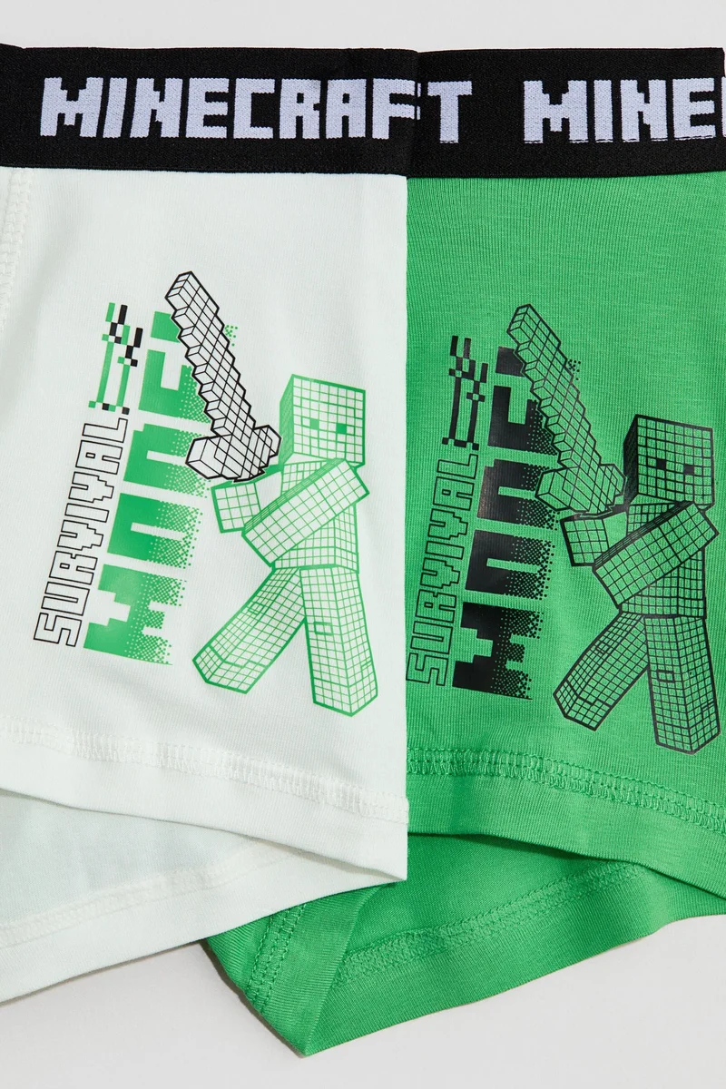 اتش اند ام شورت فضفاض من القطن مزين بطبعة - عبوة من 5 قطع