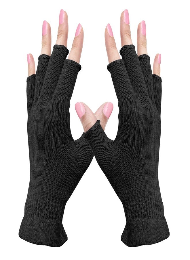 MIG4U Fingerless Moisturizing Gloves, Half Finger Touchscreen Beauty Glove for Eczema, SPA, Dry Hands, Skin Treatment, Summer Sun UV Protection (S/M, Black-1pair) - Image 1