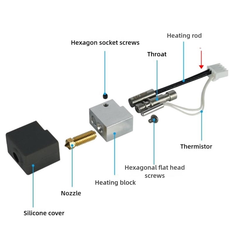 WALFRONT 2Pcs Thermistor Kit Fit Replacement for Kobra S1 3D Printer 200K 50W Heater Hotend Extruder Direct - Image 3
