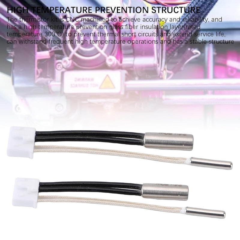 WALFRONT 2Pcs Thermistor Kit Fit Replacement for Kobra S1 3D Printer 200K 50W Heater Hotend Extruder Direct - Image 4