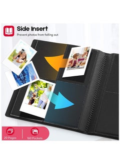 NANAO ألبوم كتب صغير من Pieces Of Moment، ألبوم صور صغير 160 جيبًا لكاميرا Fujifilm Instax Mini، وPolaroid Snap، وZ2300، وكاميرات SocialMatic الفورية وطابعة Zip الفورية، مع 50 لونًا  - Image 2