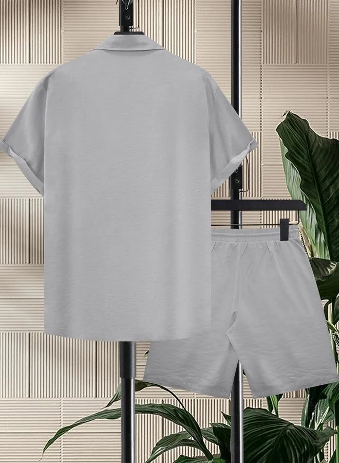 تايك تو Men Plus Size Casual Shirt and Shorts Co-Ord Set