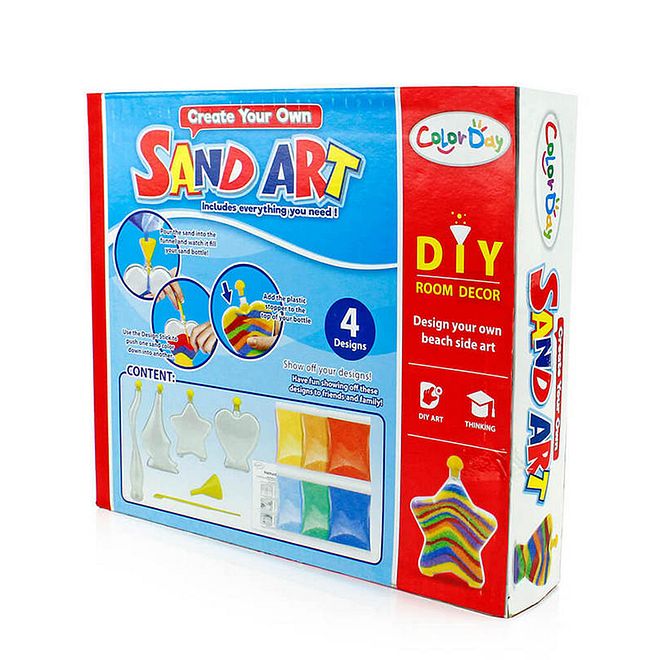 Color Day UKR Sand Art DIY Kit for Kids 5-10 Years, Creative Multicolor Craft Set with 4 Bottles & 6 Sand Colors, Enhances Motor Skills - Image 4