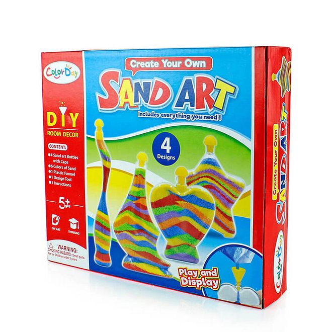 Color Day UKR Sand Art DIY Kit for Kids 5-10 Years, Creative Multicolor Craft Set with 4 Bottles & 6 Sand Colors, Enhances Motor Skills - Image 3