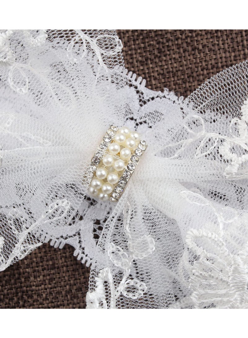 دايتويز ربطات رأس كبيرة للأطفال من الدانتيل، ربطات شعر مطاطية، إكسسوارات شعر مصنوعة يدويًا للفتيات الصغيرات وحديثي الولادة والأطفال الصغار (أبيض) - Image 5