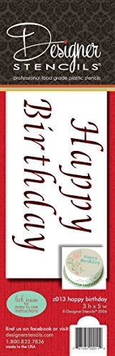 Designer Stencils C013 Happy Birthday Cake Stencil Beigesemitransparent 3 x 55 inches