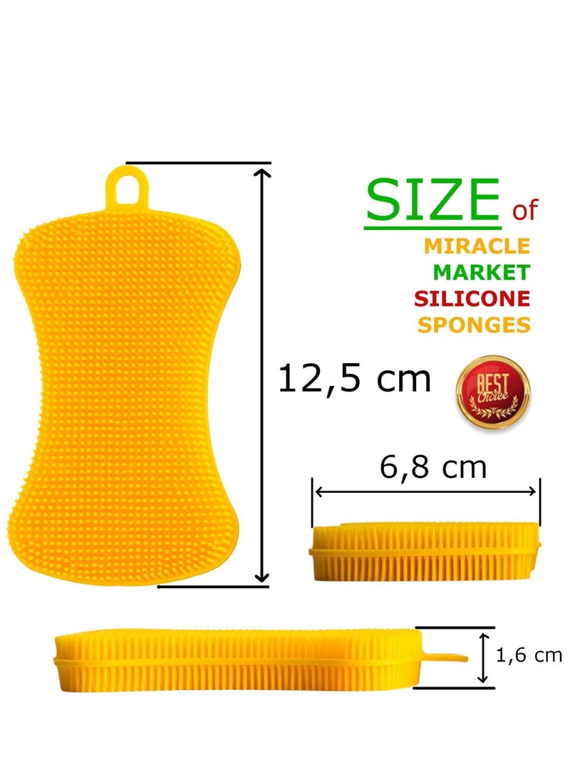 SYOSI 3 Pack Gentle and Hygienic Kitchen Silicone Sponge for Non Scratch Dish Washing Cleaning Miracle Market Silicone Dish Sponge - Image 2