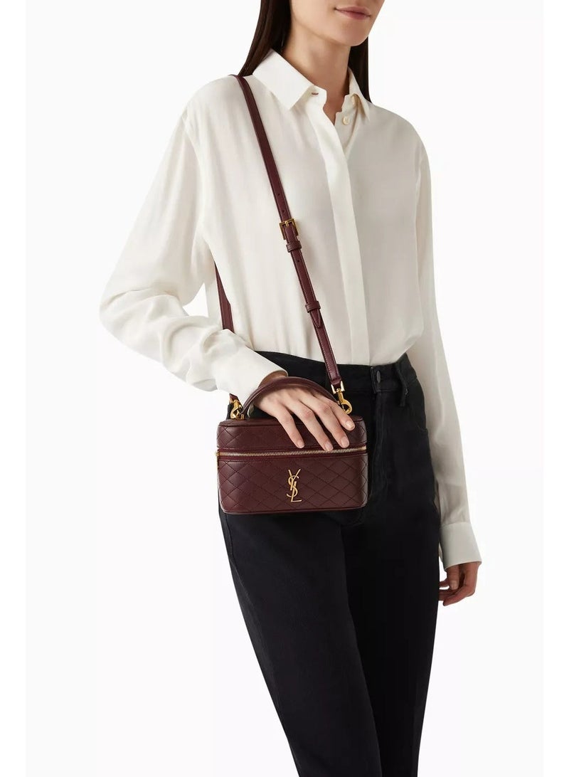 YSL Classic Style Quilted Mini Vanity Bag – Luxury Patent Leather Crossbody Shoulder Handbag for Women – Compact Travel Makeup Bag with Top Handle & Adjustable Strap - Image 3