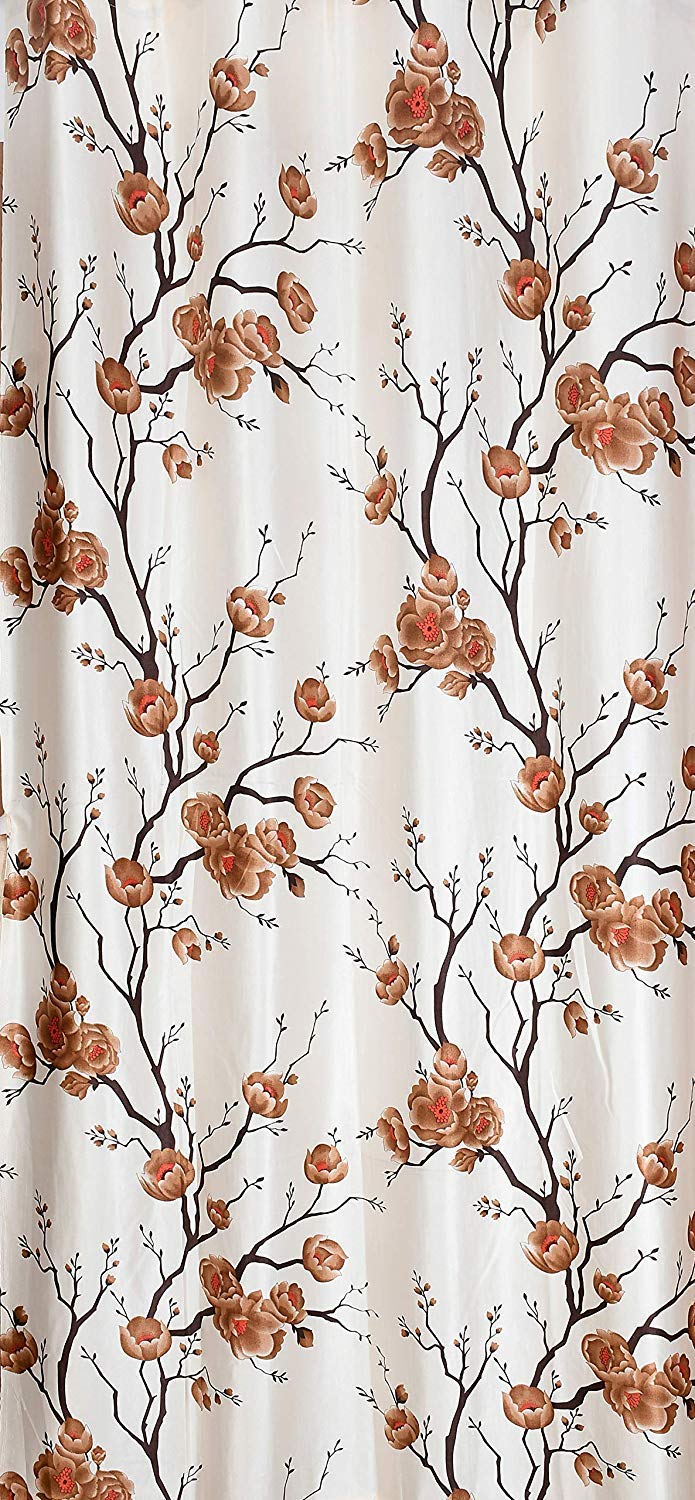 Bruxism Bruxism Polyester Polyester Blend Floral Curtain with 8 Steel Rings 4x7Feet Brown Set of 3 - Image 5
