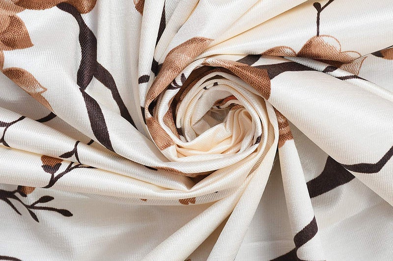 Bruxism Bruxism Polyester Polyester Blend Floral Curtain with 8 Steel Rings 4x7Feet Brown Set of 3 - Image 2