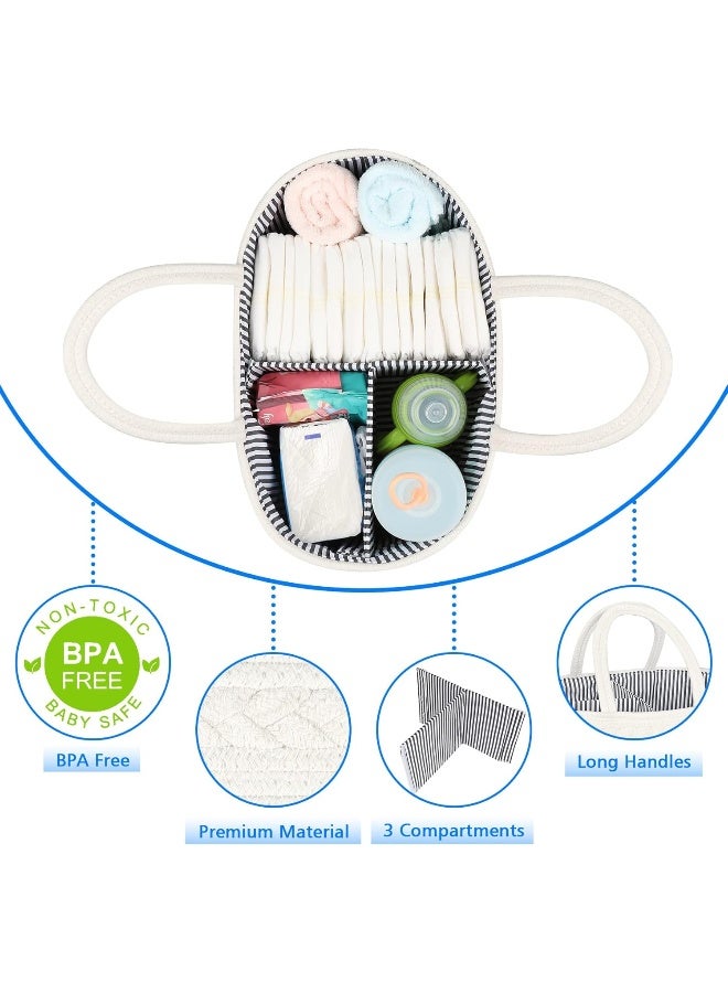 ABenkle ABenkle Baby Diaper Caddy Organizer:  Handmade Cotton Rope Nursery Storage Bin for Boys/Girls, Portable Diaper Storage  - Image 5