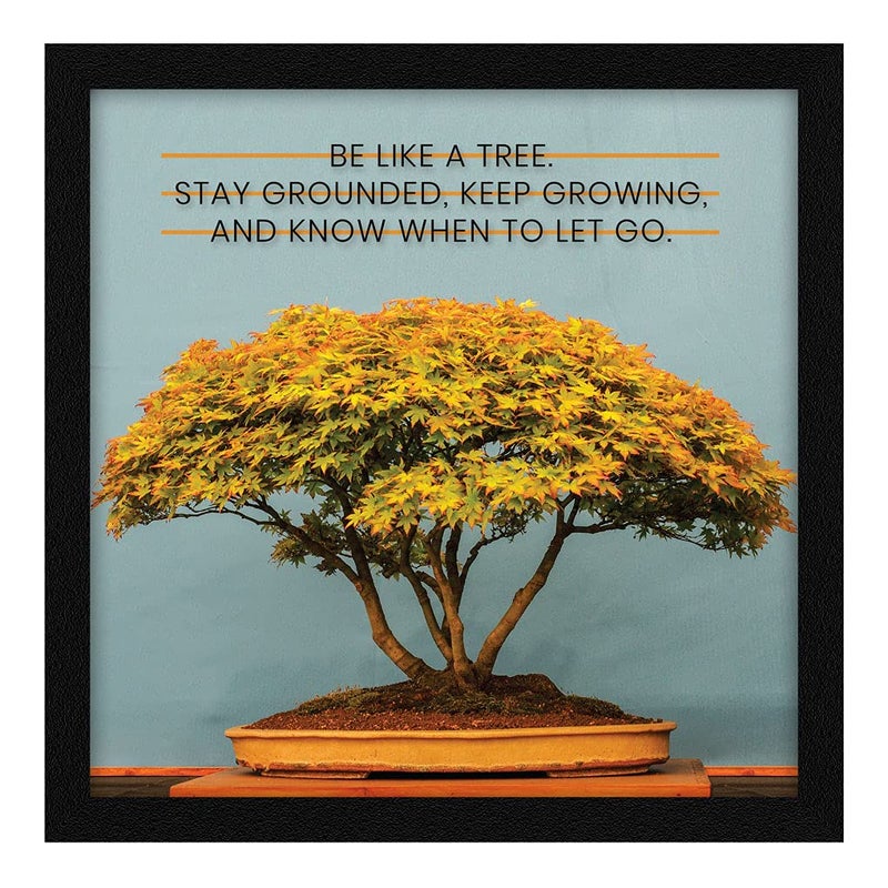 ArtX Paper Tree Motivational Quote Wall Frame Art Painting Multicolor Nature 13X13 in Set of 1 - Image 1