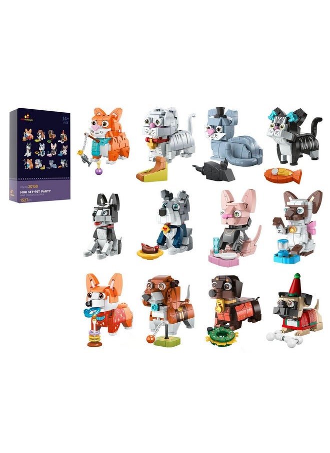 JMBricklayer JMBricklayer Animals Building Set for Kids, 12 Mini Dog&Cat Party Favor Building Blocks, Party Favors Small Toys for Birthday Party, Goodie Bags, Classroom Prizes, Gifts for Boy Girl Aged 8,9,10,11+  - Image 1