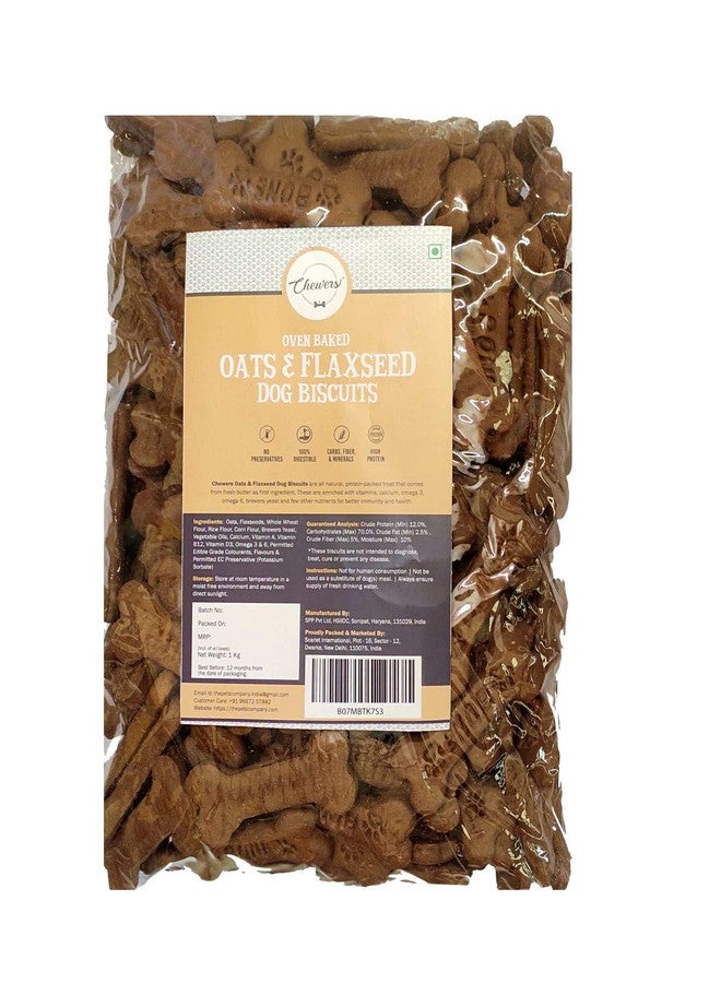 Chewers Oven Baked Multigrain Dog Biscuits with Flaxseed & Oats, Dog Treat 1 Kg (Pack of 4) - Image 1
