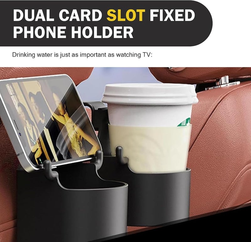 Dogary 2 PCS Car Rear Seat Headrest Cup Holder, Seat Back Multifunctional Hook, Portable Stable Structure Multifunctional Storage Cup Holder, Suitable for Most Car Models (Black) - Image 4