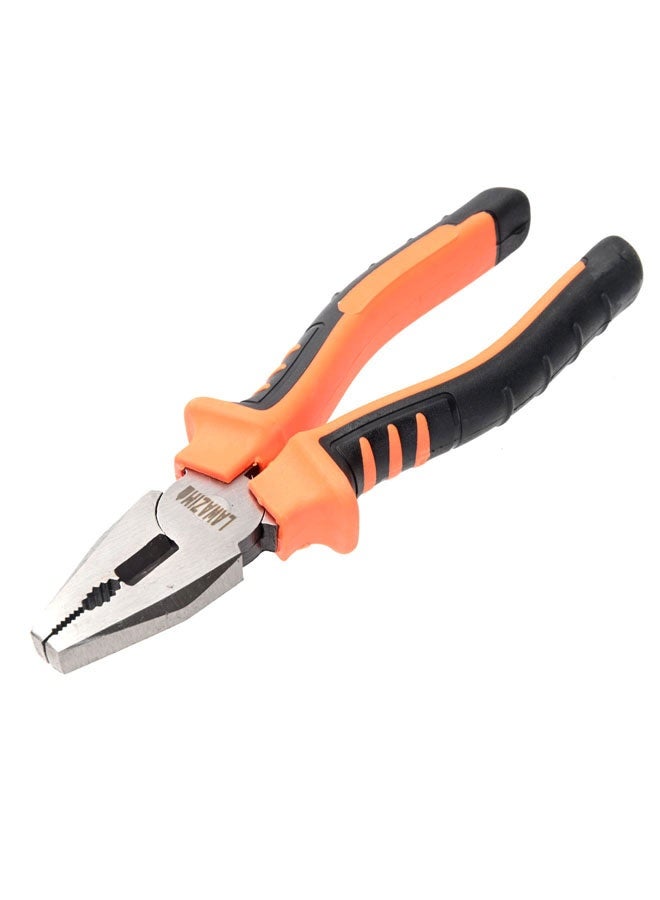 LAWAZIM Combination Plier - 8inch - Black and Orange - Rubber Handle Lineman Plier with Gripping, Twisting, Bending & Cutting Functions - Ideal for Electrical Work, Construction, and Household Repairs - Image 1