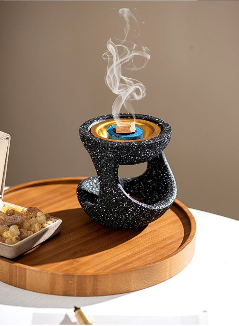 Bakhoor Burner Mabkhara - Arabic Style Resin Incense Holder, Handheld Pot Design for Home, Meditation, Festivals (Black, 10.8cm Height) - Image 2