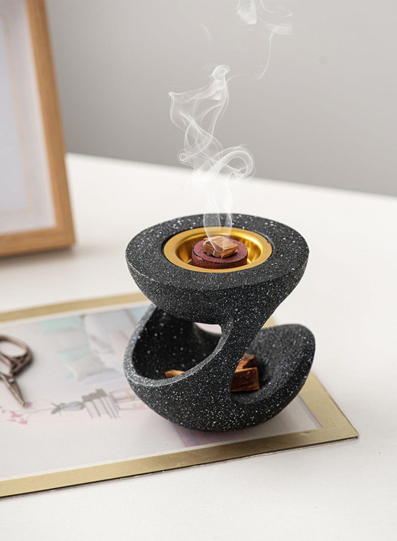 Bakhoor Burner Mabkhara - Arabic Style Resin Incense Holder, Handheld Pot Design for Home, Meditation, Festivals (Black, 10.8cm Height) - Image 3