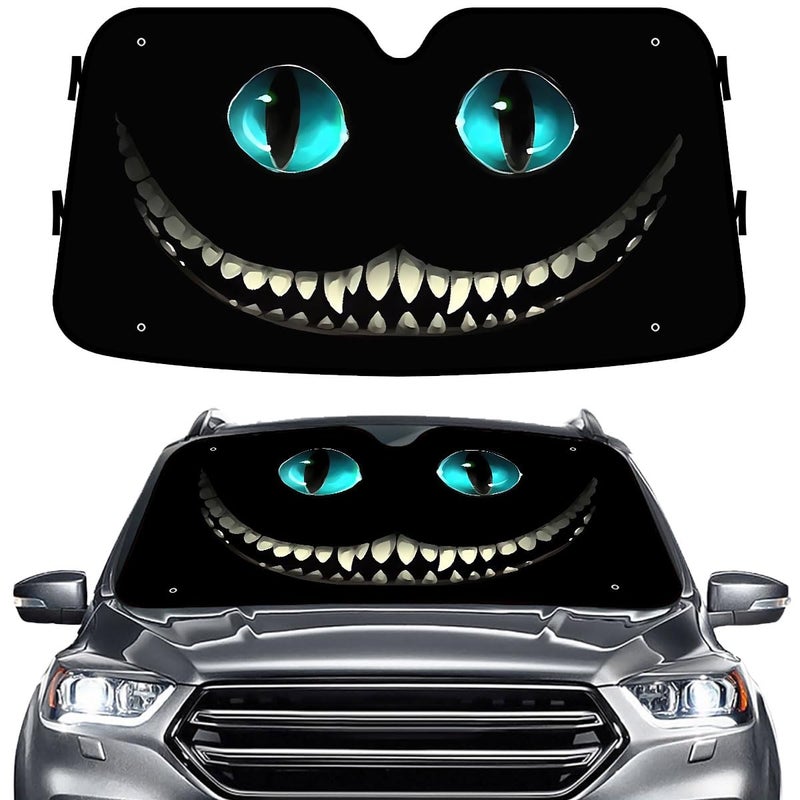GENANY Horror Cat Windshield Sun Shade for Car SUV Truck 55x30 inchesBlack Cat Sun Shade Windshieldfor Front Windows Protector Blocks UV Halloween Car Decor