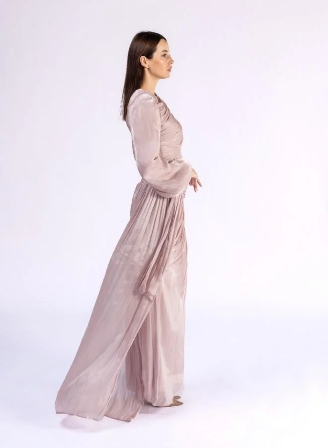 Fashonara Draped Overall Dress with Bowed Sleeves