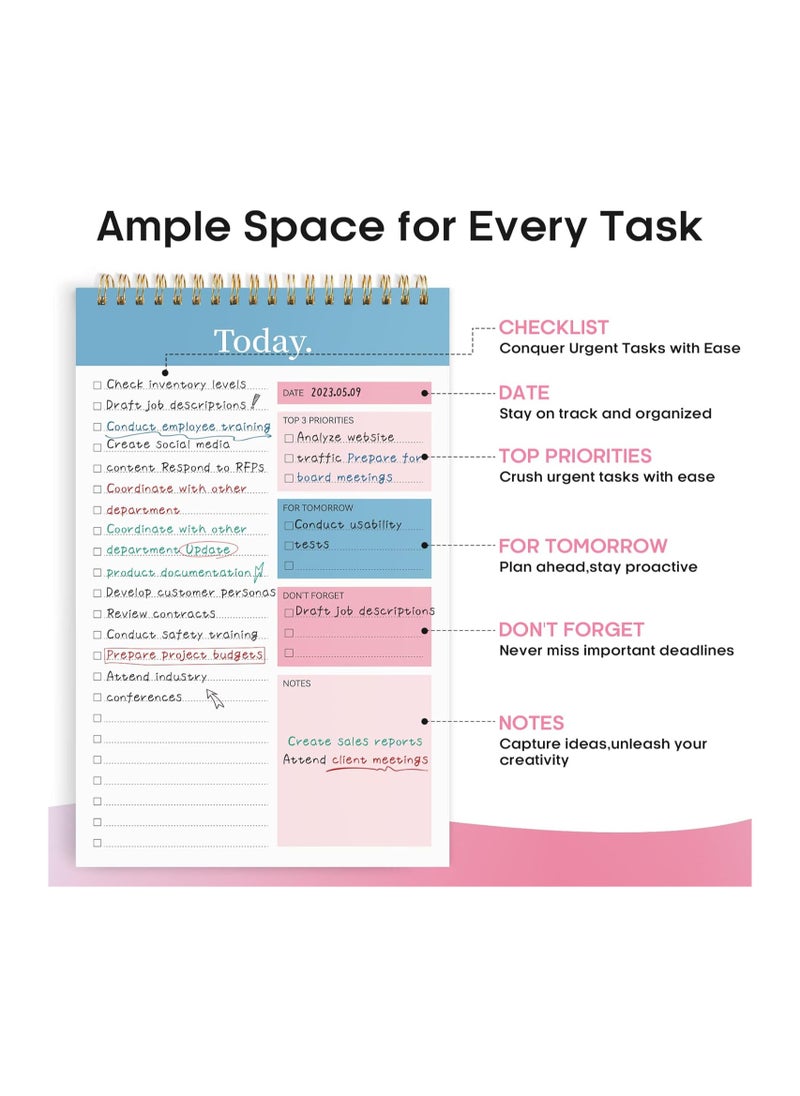 Bukela Five To-do List Notebooks - Daily Plan Notebook Without Dates, 30 Pages Torn Off, 6.5-inch X 9.8-inch Checklist Productivity Manager With Hourly Task Schedule  - Image 2
