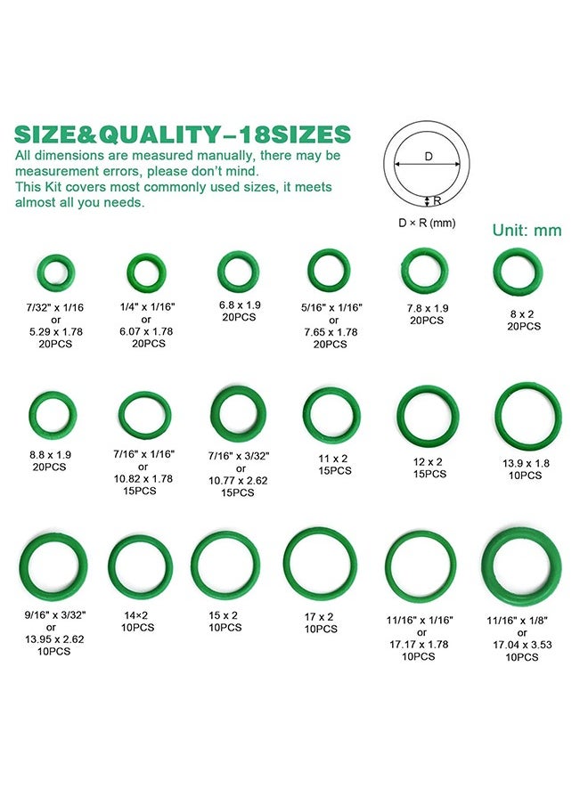HY 270-Piece Rubber O-Ring Set With Storage Box Green/Clear  - Image 2