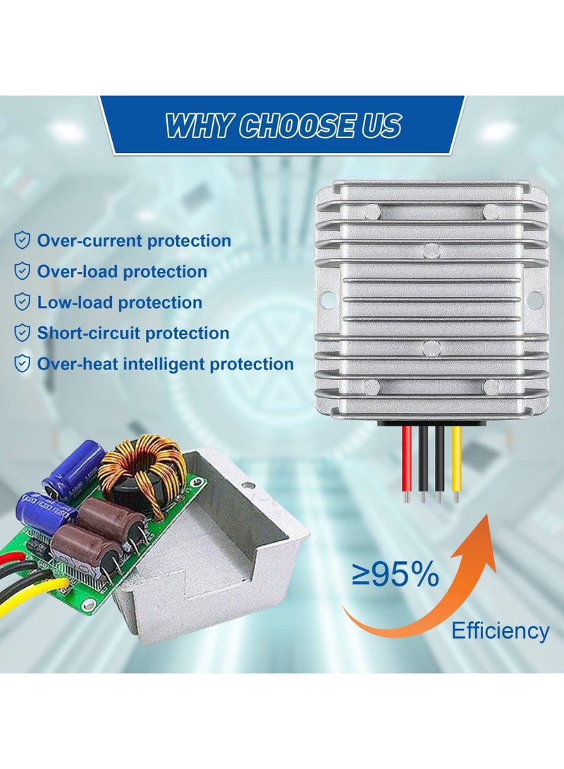 2 Pcs Golf Cart Voltage Reducer, 10A 120w DC to DC Buck Converter, 48V 36V to 12V Converter Voltage Reducer Step Down Transformer Waterproof, for Golf Cart Club Car Audio LED Strip Light - Image 3