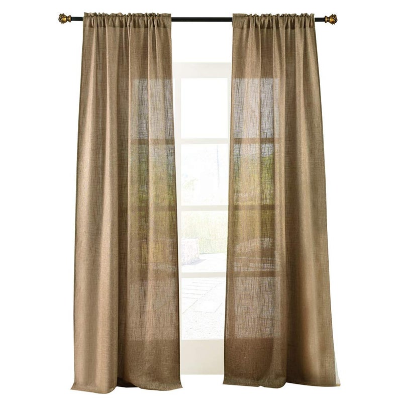 Valea Home ستائر نافذة من قماش البرباط الناعم بلون تان الطبيعي من فاليا هوم، 37" × 84"، 1 لوحة - Image 1