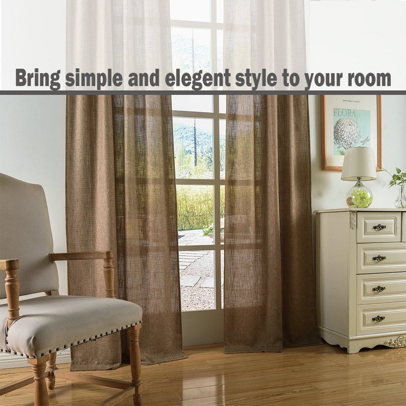 Valea Home ستائر نافذة من قماش البرباط الناعم بلون تان الطبيعي من فاليا هوم، 37" × 84"، 1 لوحة - Image 5
