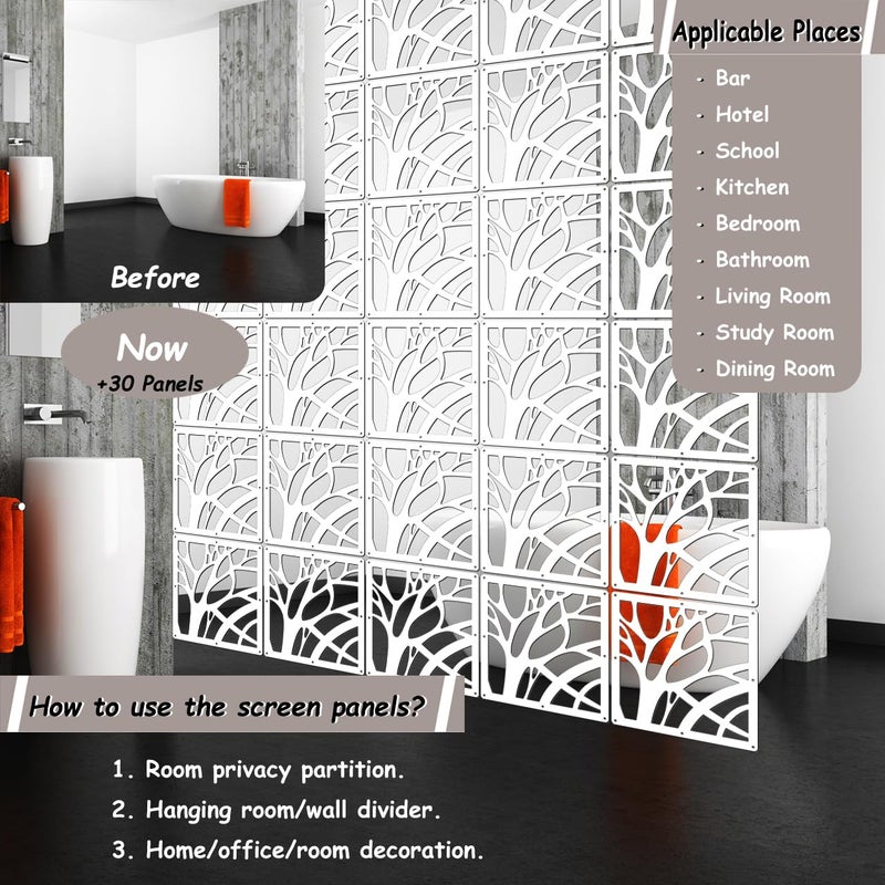 Lchen Hanging Room Divider Panel, 10 Pieces Wall Divider Room Partition Wood-Plastic Thick Panel Screen Home Office Decoration(XS-S-10Panels) - Image 4