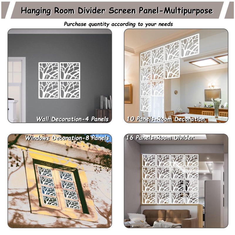 Lchen Hanging Room Divider Panel, 10 Pieces Wall Divider Room Partition Wood-Plastic Thick Panel Screen Home Office Decoration(XS-S-10Panels) - Image 3