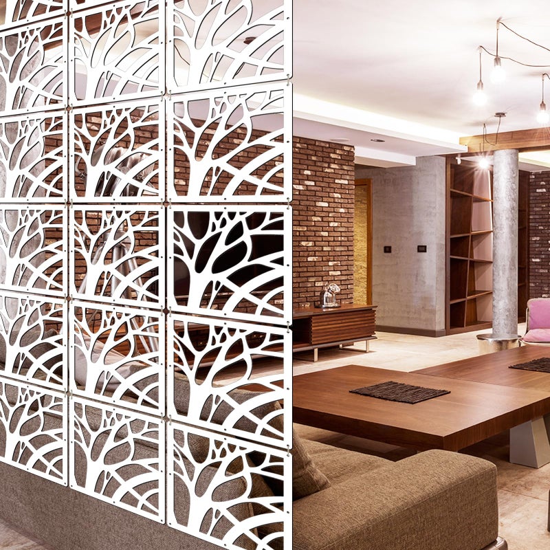 Lchen Hanging Room Divider Panel, 10 Pieces Wall Divider Room Partition Wood-Plastic Thick Panel Screen Home Office Decoration(XS-S-10Panels) - Image 1
