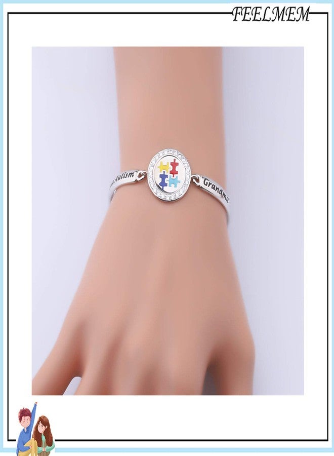 FEELMEM هدية توعية بالتوحد من FEELMEM سوار التوحد سوار جدّة فخورة بالتوحد التوحد يتحدث دعم التوحد هدية جدّة فخورة بالتوحد (فضي فخور) - Image 3