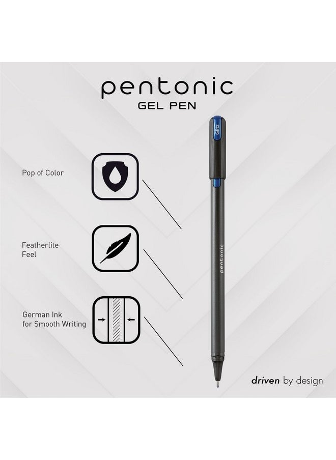 Pentonic Glitter Gel Pens, 10 Count, 10 Assorted Colors, 1.0 Mm Medium Point, Smooth Writing For Journaling, Notetaking & Art Projects (1002365)  - Image 2