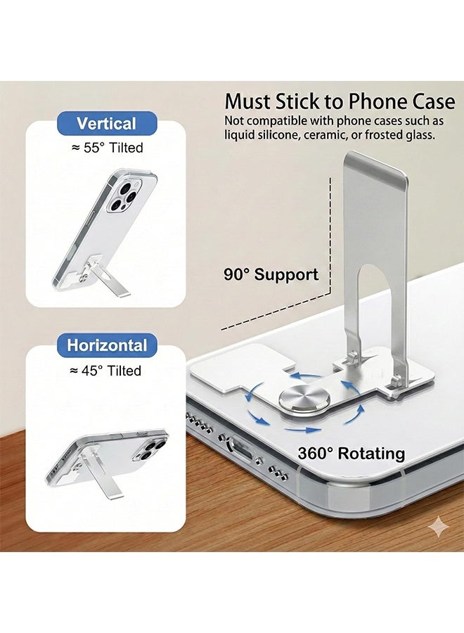 Phone Slim Stand Ultra Thin Kickstand, Unnoticeable Universal Vertical Horizontal Steel Metal Stable Mount Attachable Pocket Friendly Phone Holder for iPhone Samsung Phone Case (2-Pack) - Image 2