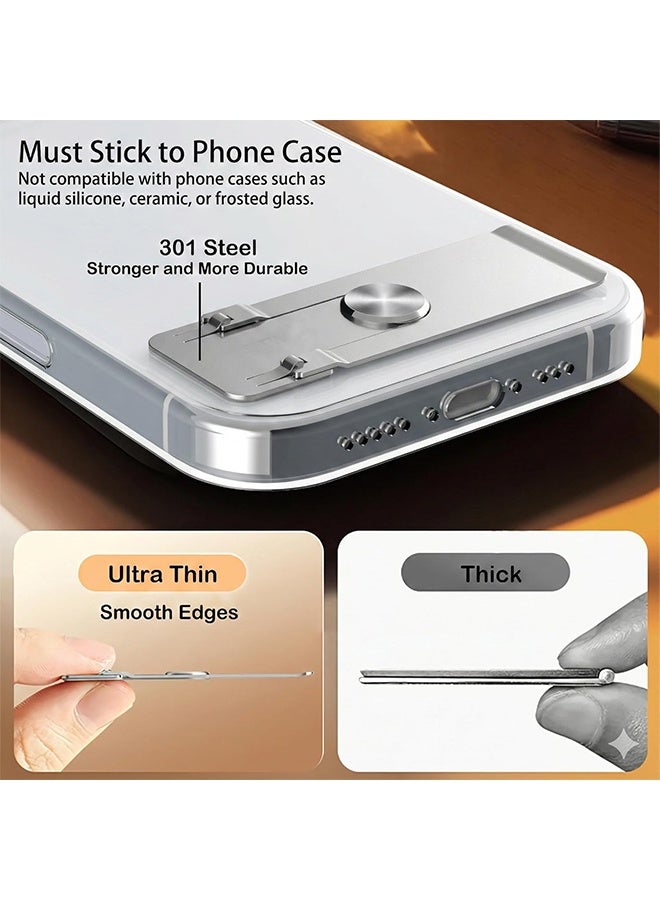 Phone Slim Stand Ultra Thin Kickstand, Unnoticeable Universal Vertical Horizontal Steel Metal Stable Mount Attachable Pocket Friendly Phone Holder for iPhone Samsung Phone Case (2-Pack) - Image 3