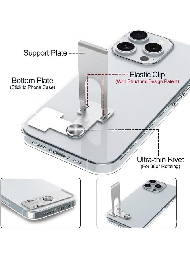 Phone Slim Stand Ultra Thin Kickstand, Unnoticeable Universal Vertical Horizontal Steel Metal Stable Mount Attachable Pocket Friendly Phone Holder for iPhone Samsung Phone Case (2-Pack) - Image 4