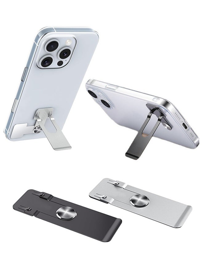 Phone Slim Stand Ultra Thin Kickstand, Unnoticeable Universal Vertical Horizontal Steel Metal Stable Mount Attachable Pocket Friendly Phone Holder for iPhone Samsung Phone Case (2-Pack) - Image 1
