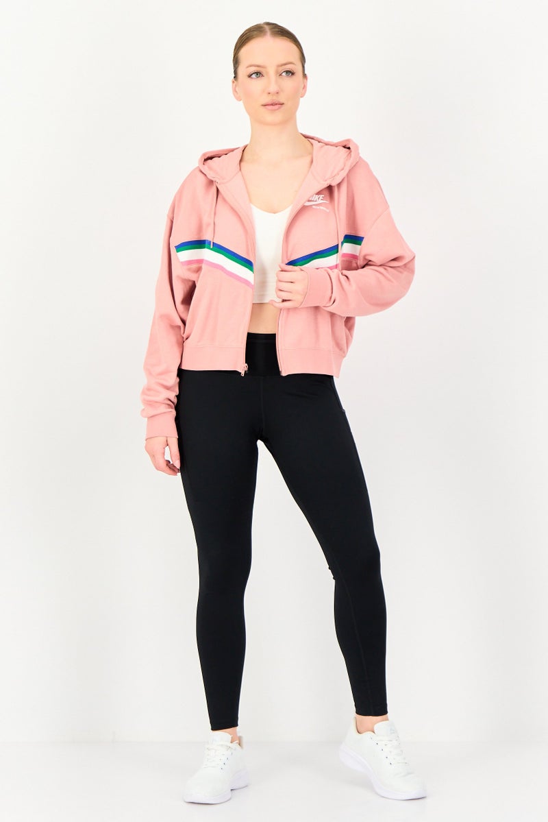 Nike Women Loose Fit Long Sleeve Training Hoodies, Pink - Image 4