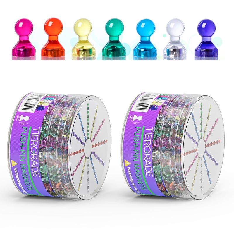 Tiergrade Push Pin Magnets - Tiergrade 120 Pack 7 Assorted Color Strong, Office, Use at Kitchen Home and School Classroom, for Refrigerator Dry Erase Board and Whiteboard. - Image 1