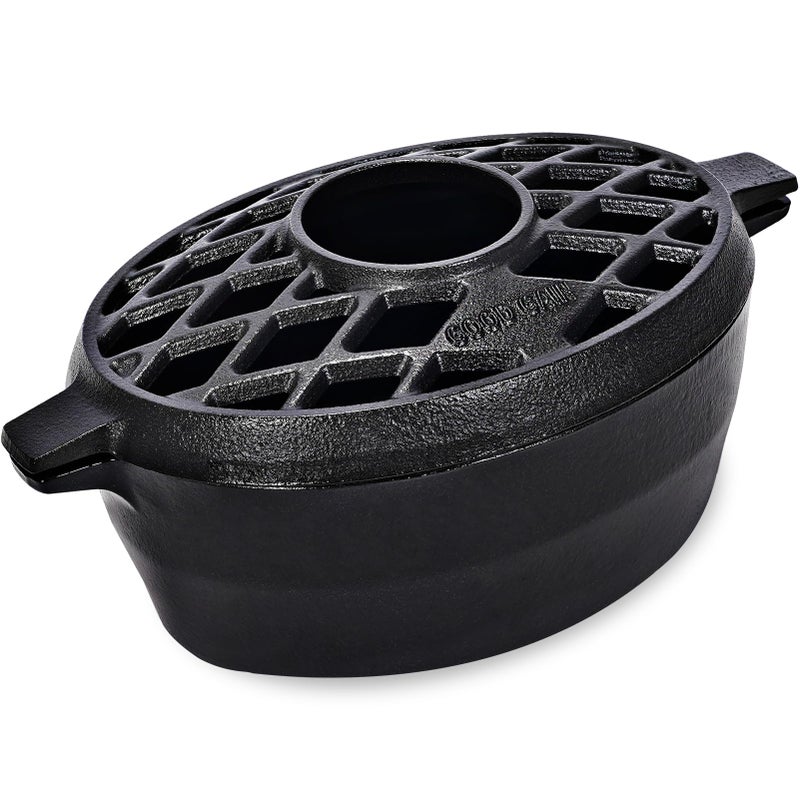 G GOOD GAIN G Good Gain Wood Stove SteamerFireplace HumidifierCast Iron Humidifier for Stove Matte Black Finish Rust Resistant Lattice Top 25 Quart CapacityWood Burning Stove Indoor Decorative