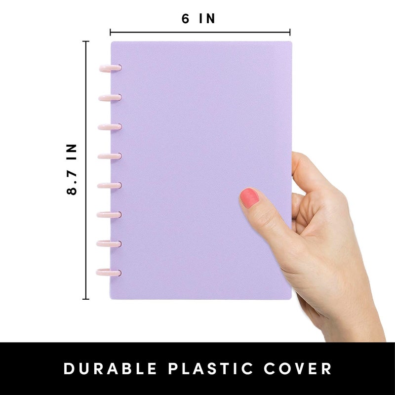 PAPERAGE Customizable Discbound Notebook, 134 Pages, All-in-One, 8-Disc Refillable Spiral Journal with Removable Pages, 12-Month Undated Calendar, Dividers & Stickers (Lavender), 8.8 in x 7.2 in - Image 2