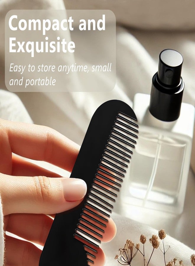 Jaasuee Metal Fine Tooth Portable Mini Pocket Beard Comb, Ideal for Thinner Hair and Beard, Black - Image 5