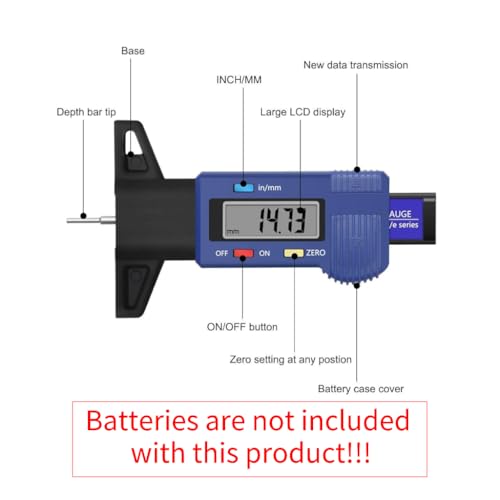 STHIRA® Car 0-25.4mm Digital Tyre Tire Tread Depth Tester Gauge Meter Measurer Tool Caliper LCD Display Tpms Tire Monitoring System Metal Probe - Image 2